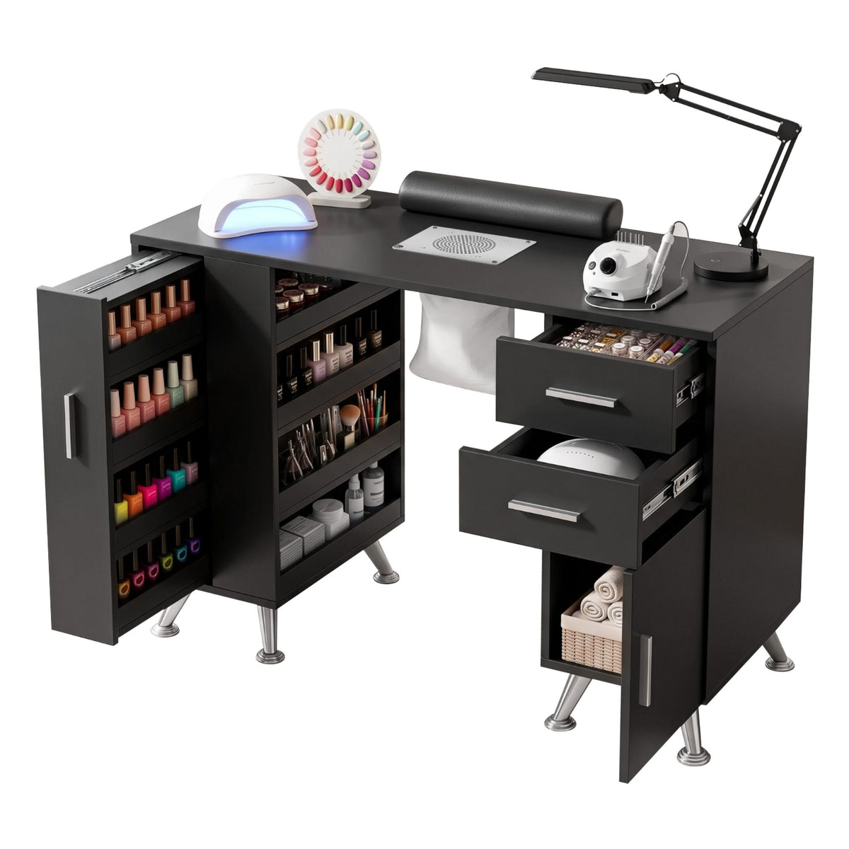 Artiss Black Manicure Table with Dust Collector