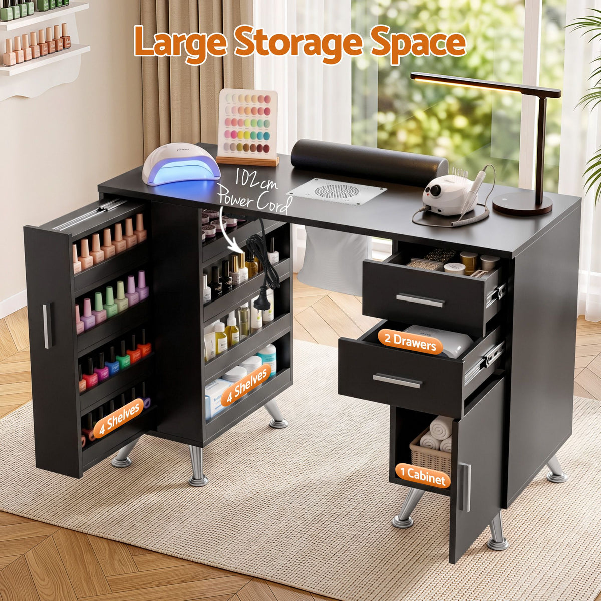 Artiss Black Manicure Table with Dust Collector