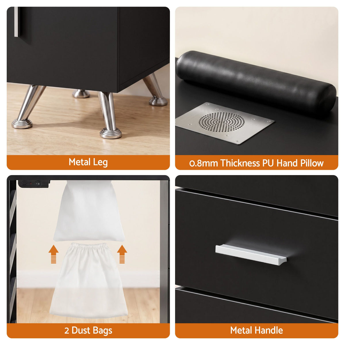 Artiss Black Manicure Table with Dust Collector