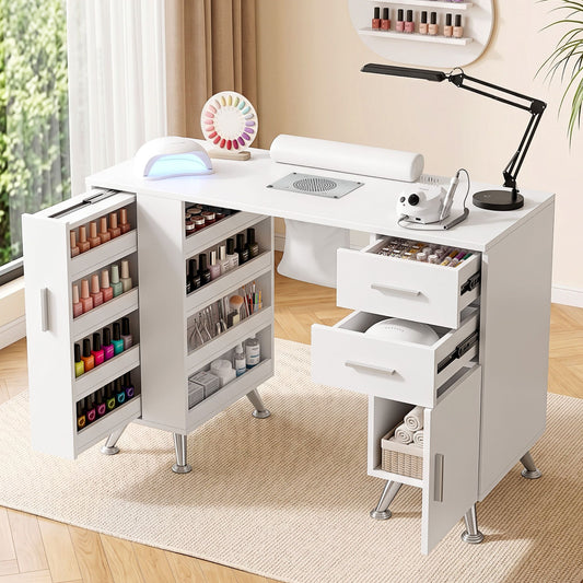 Artiss White Manicure Table with Dust Collector