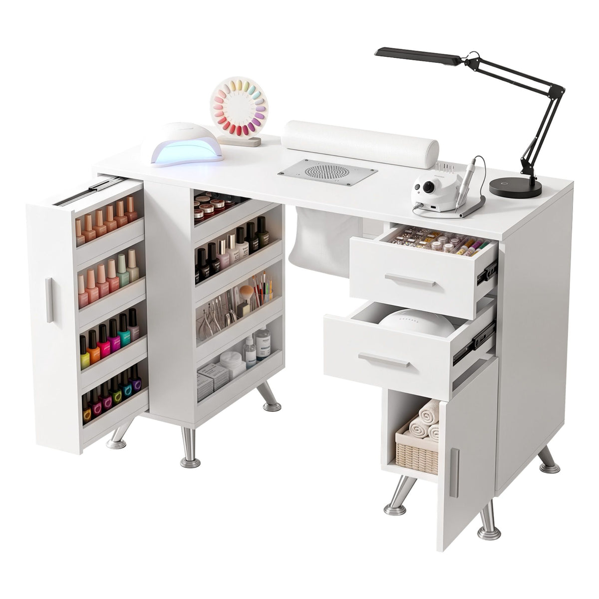 Artiss White Manicure Table with Dust Collector