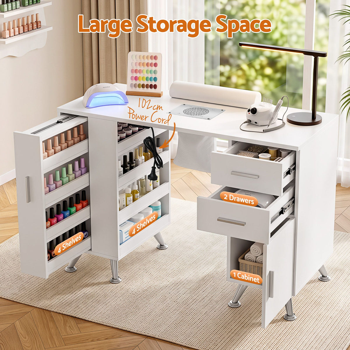 Artiss White Manicure Table with Dust Collector