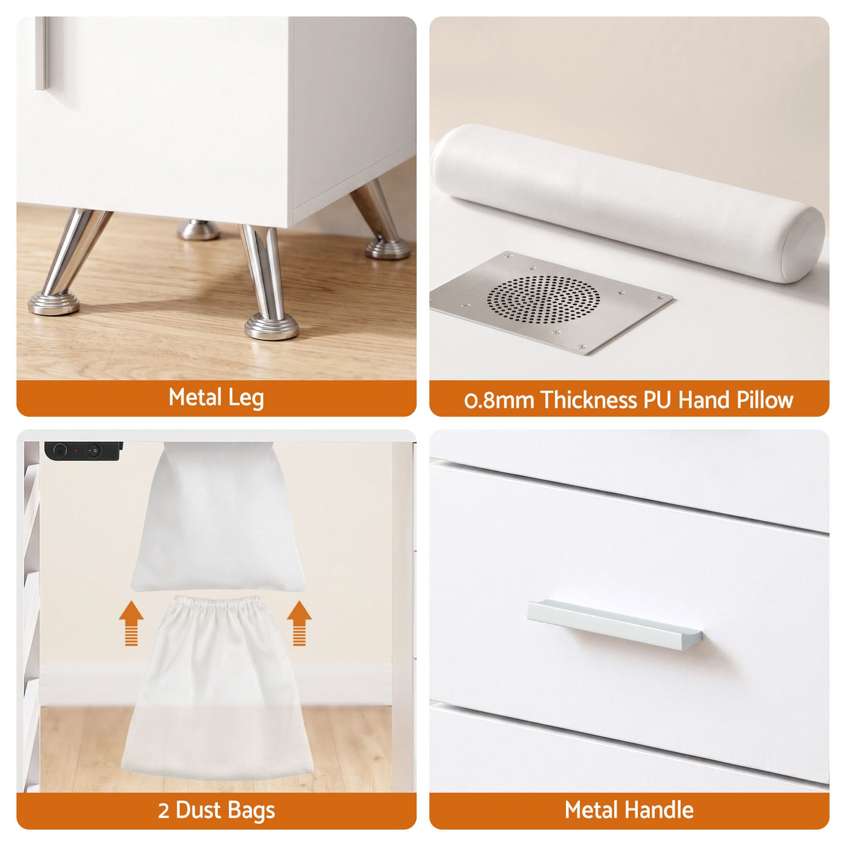 Artiss White Manicure Table with Dust Collector