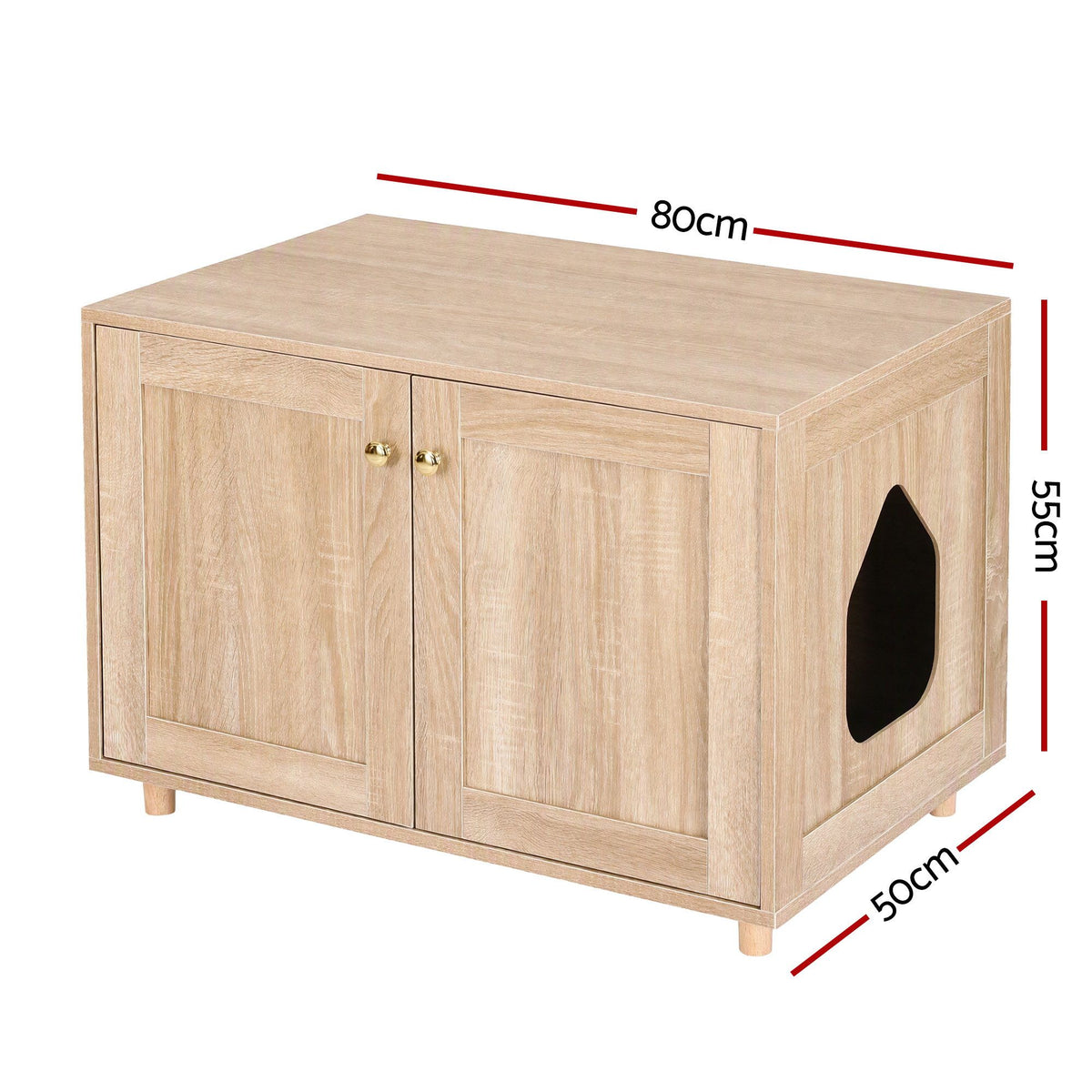 Artiss Coffee Table with Cat House, 80 cm