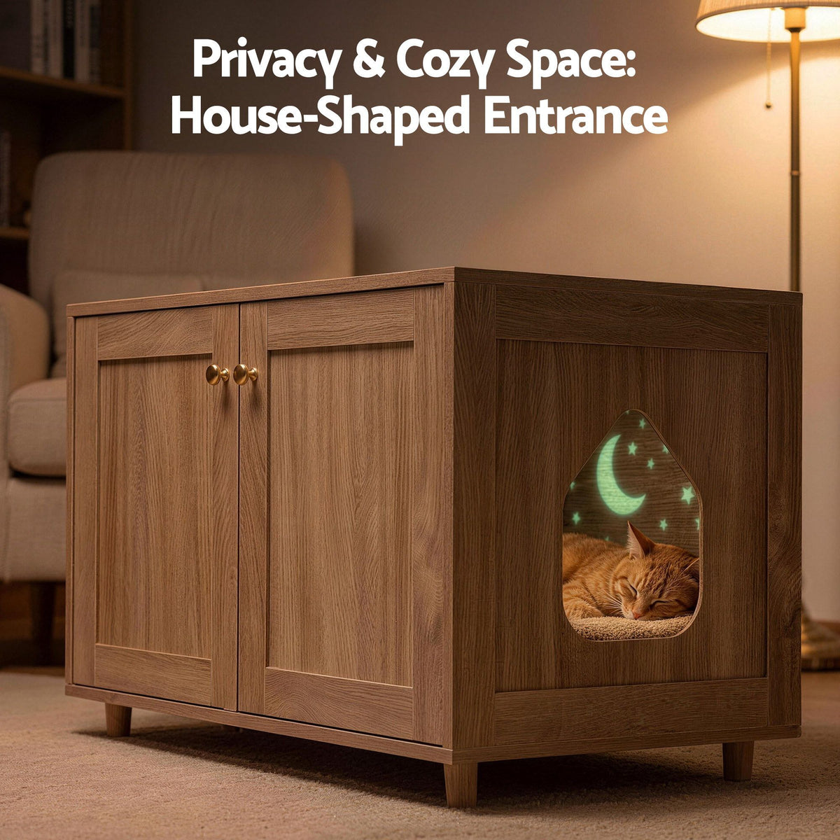 Artiss Coffee Table with Cat House, 80 cm