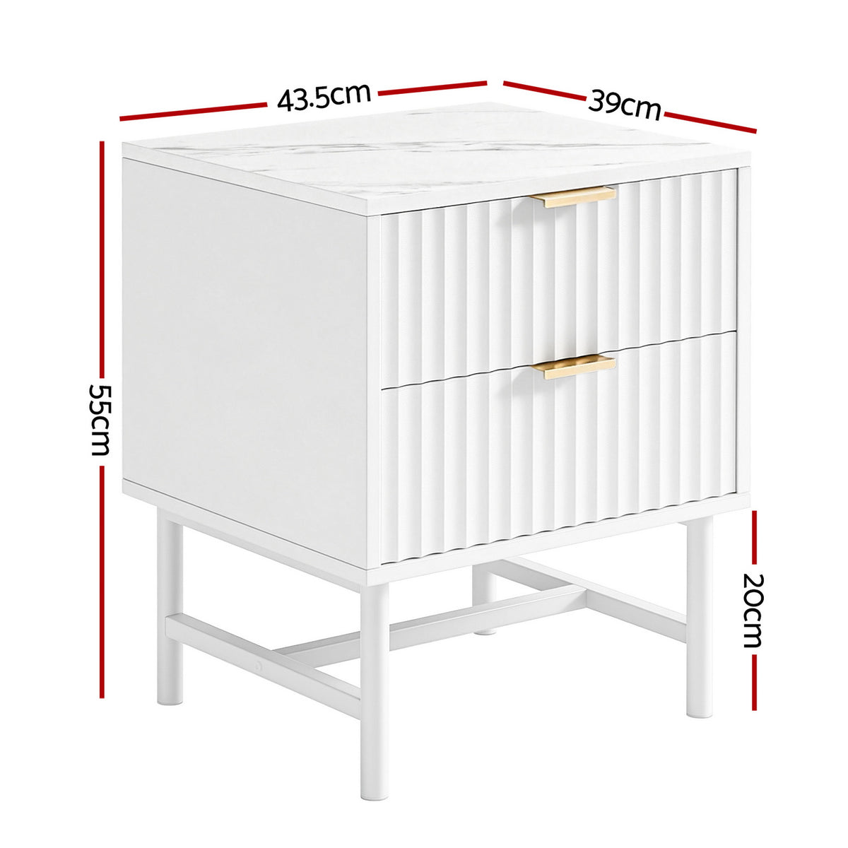 Artiss White Bedside Table with Two Drawers