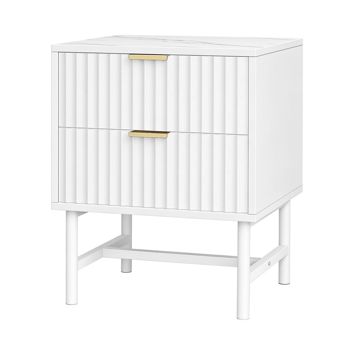 Artiss White Bedside Table with Two Drawers