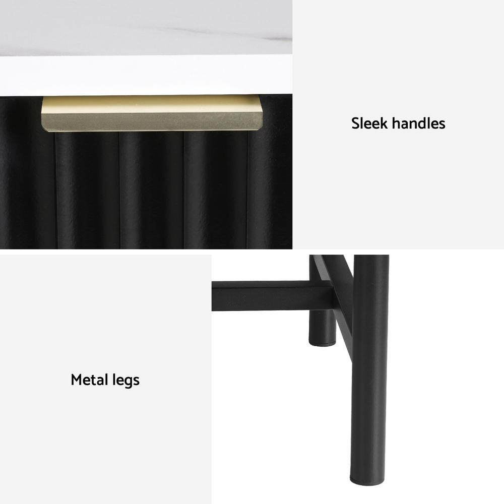 Artiss Black Bedside Tables with Two Drawers, Set of 2