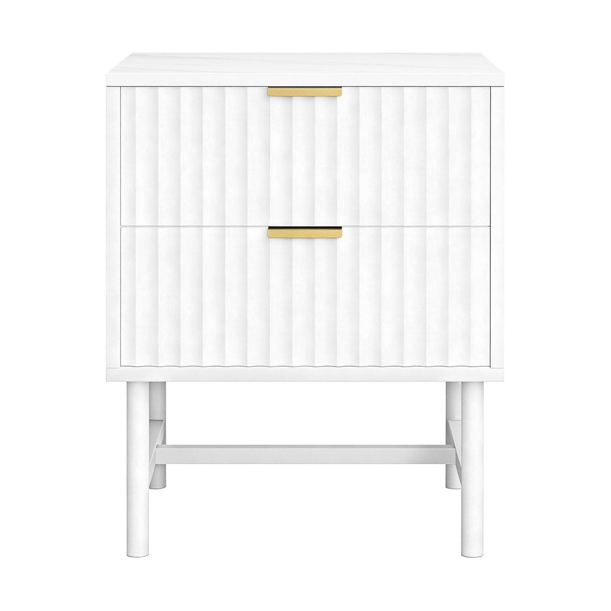 Artiss White Bedside Tables with Two Drawers, Set of 2