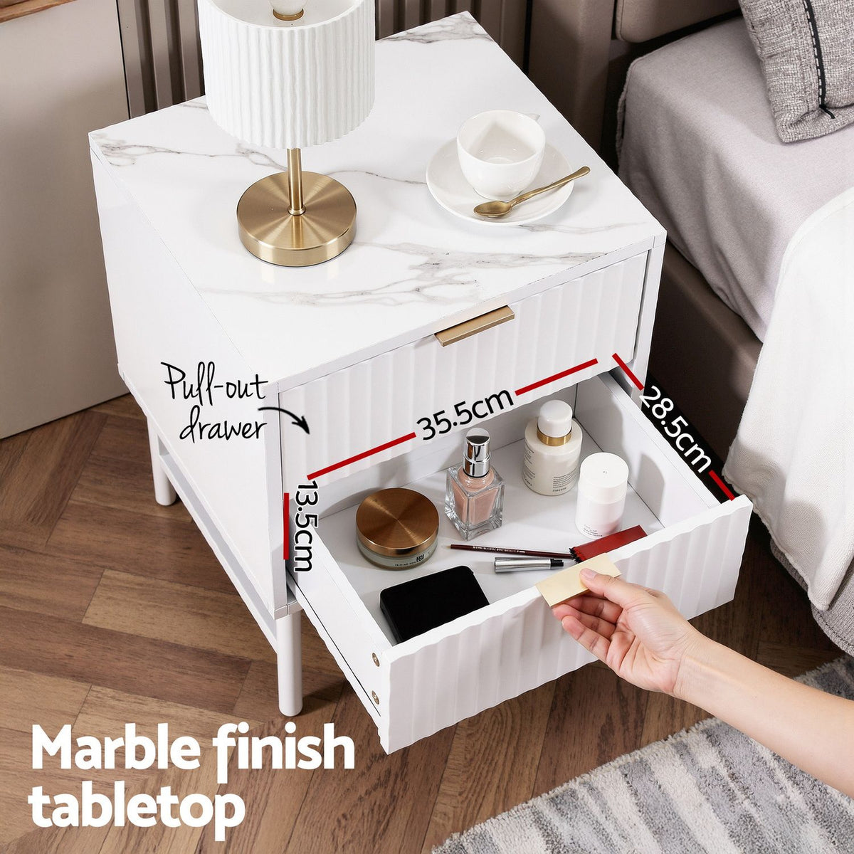 Artiss White Bedside Tables with Two Drawers, Set of 2