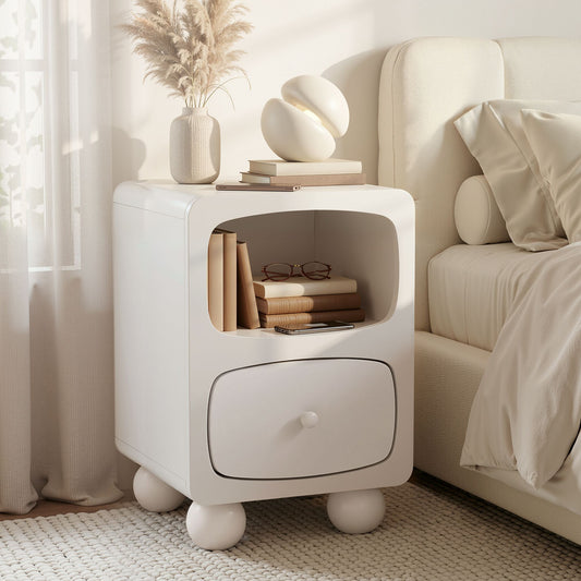 Artiss White Bedside Table with Drawer and Shelf