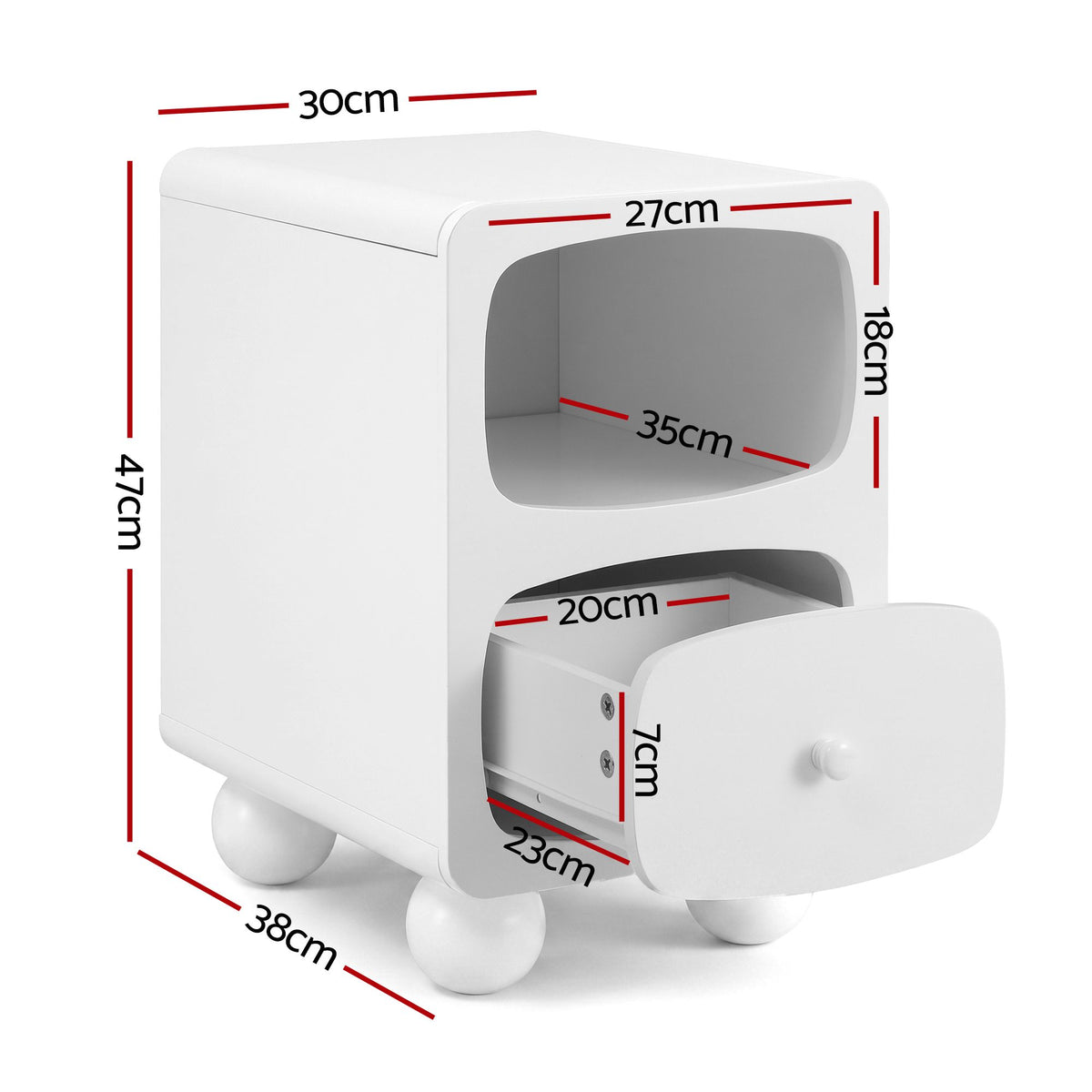 Artiss White Bedside Table with Drawer and Shelf