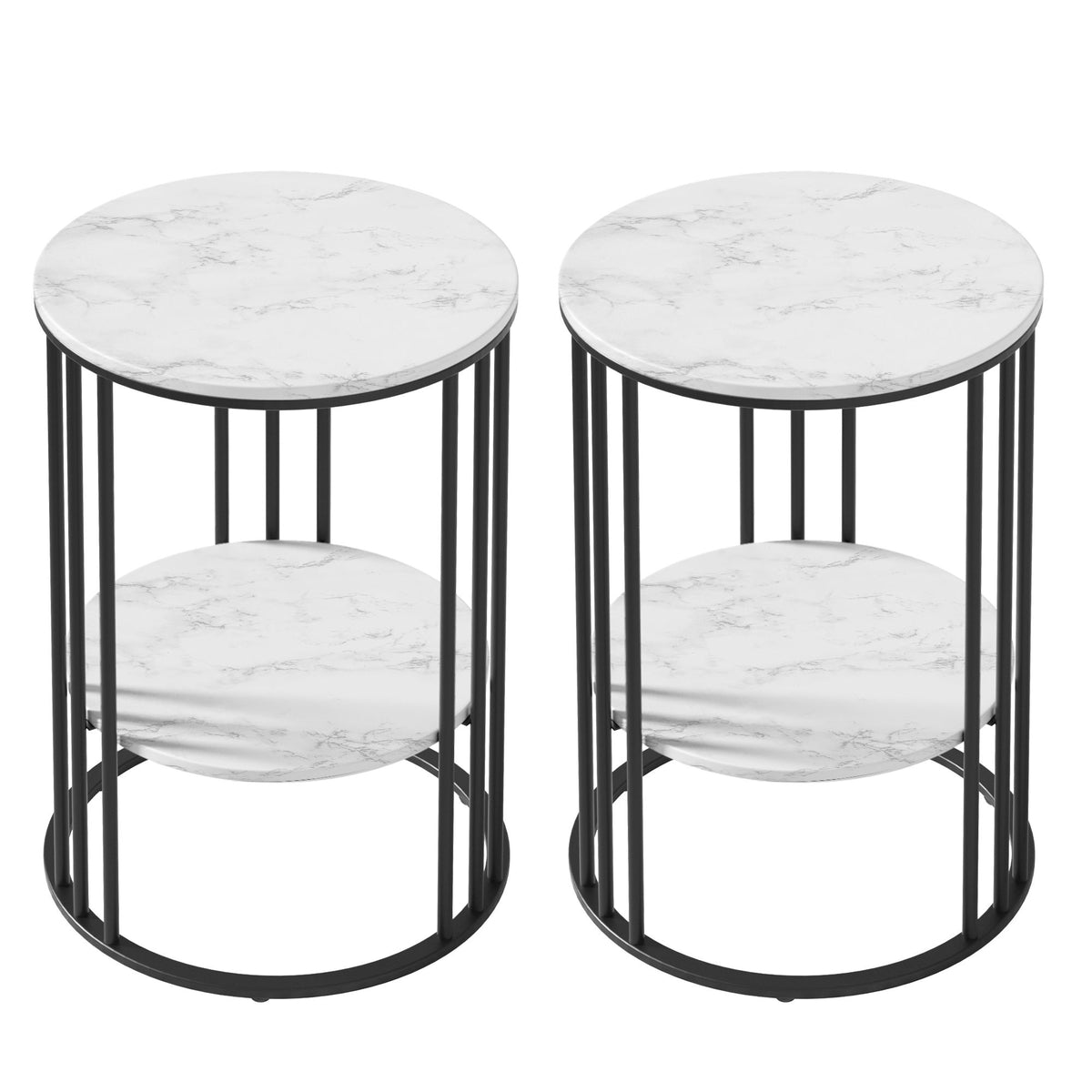 Artiss Round Marble Effect Side Tables, Set of 2
