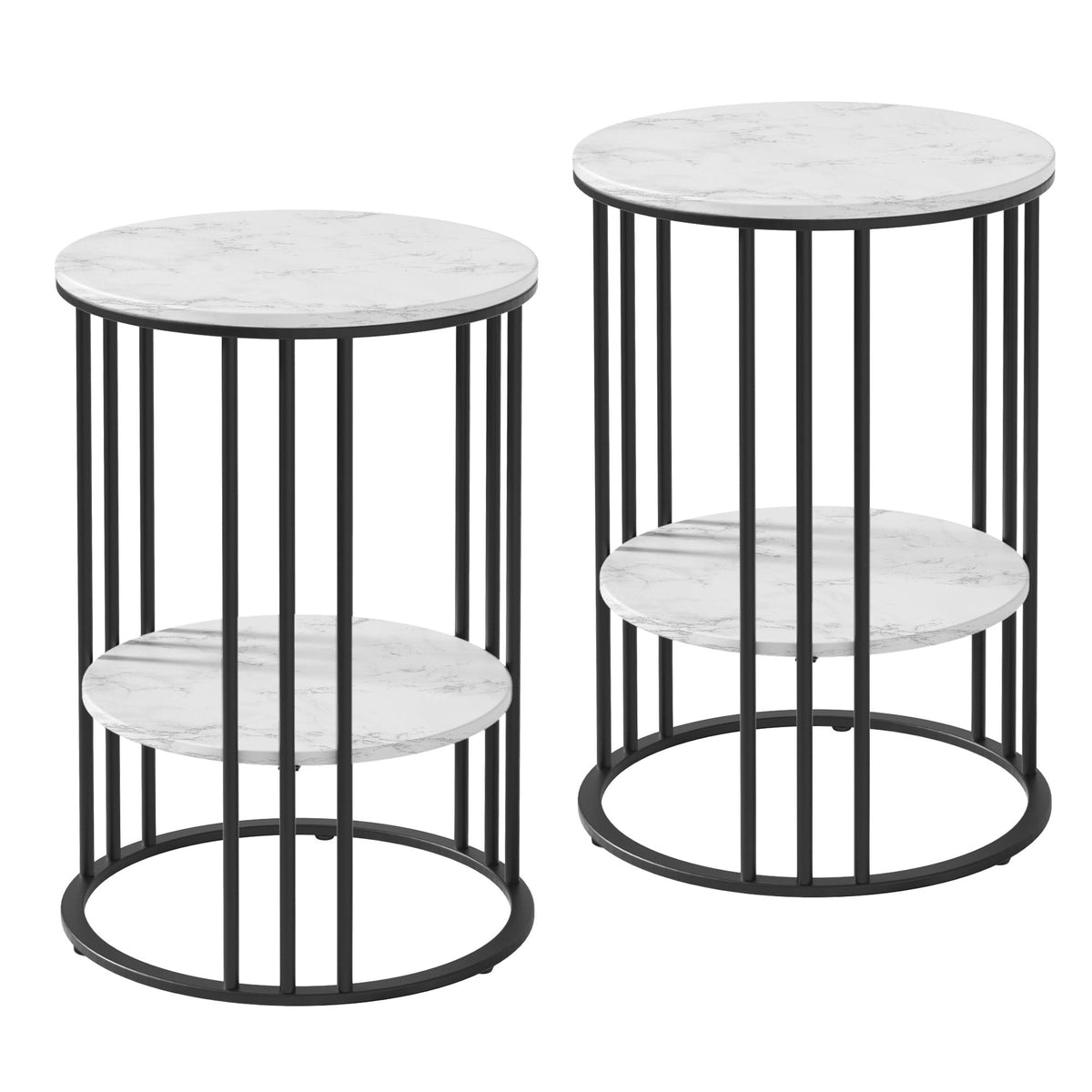Artiss Round Marble Effect Side Tables, Set of 2