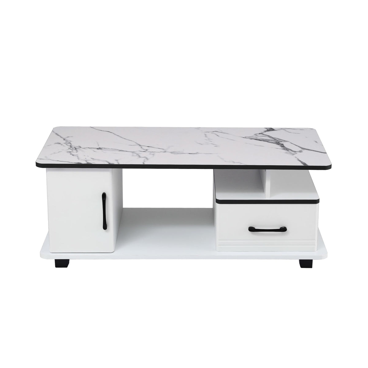 Artiss White Marble Effect Coffee Table with Storage