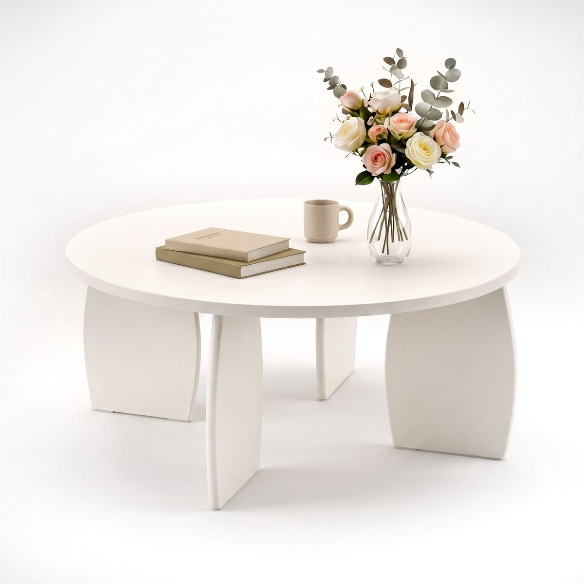 Artiss Cream White High Gloss Coffee Table, 78 cm