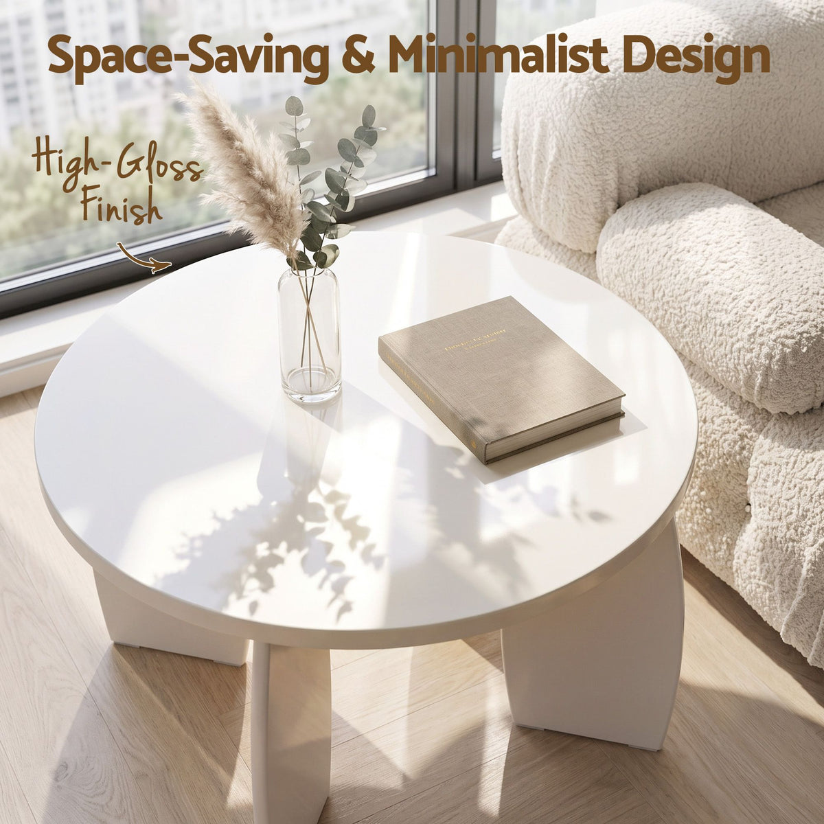 Artiss Cream White High Gloss Coffee Table, 78 cm