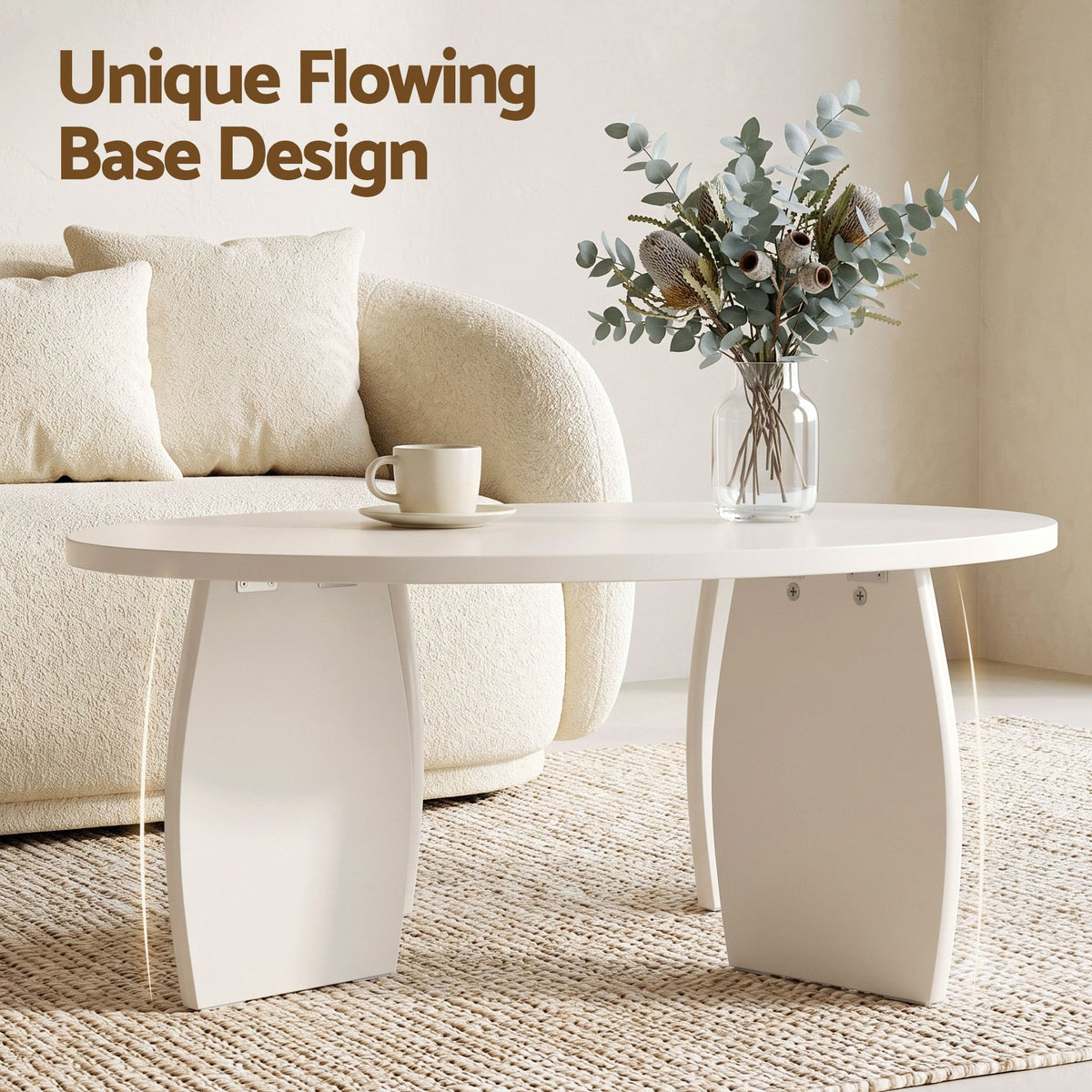Artiss Cream White High Gloss Coffee Table, 78 cm