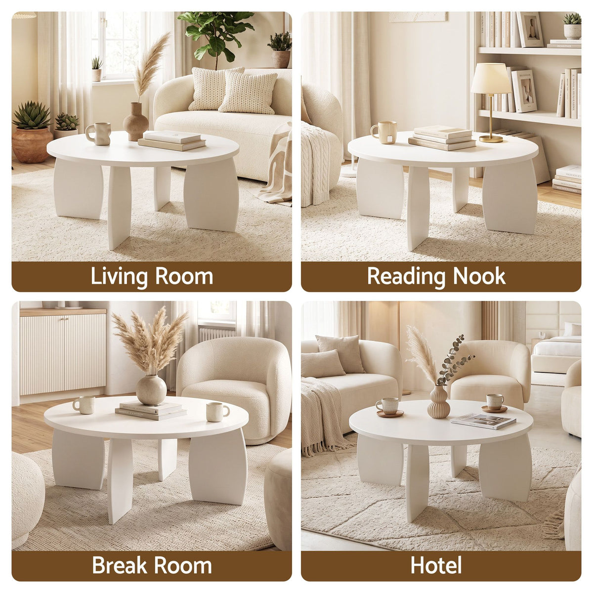 Artiss Cream White High Gloss Coffee Table, 78 cm