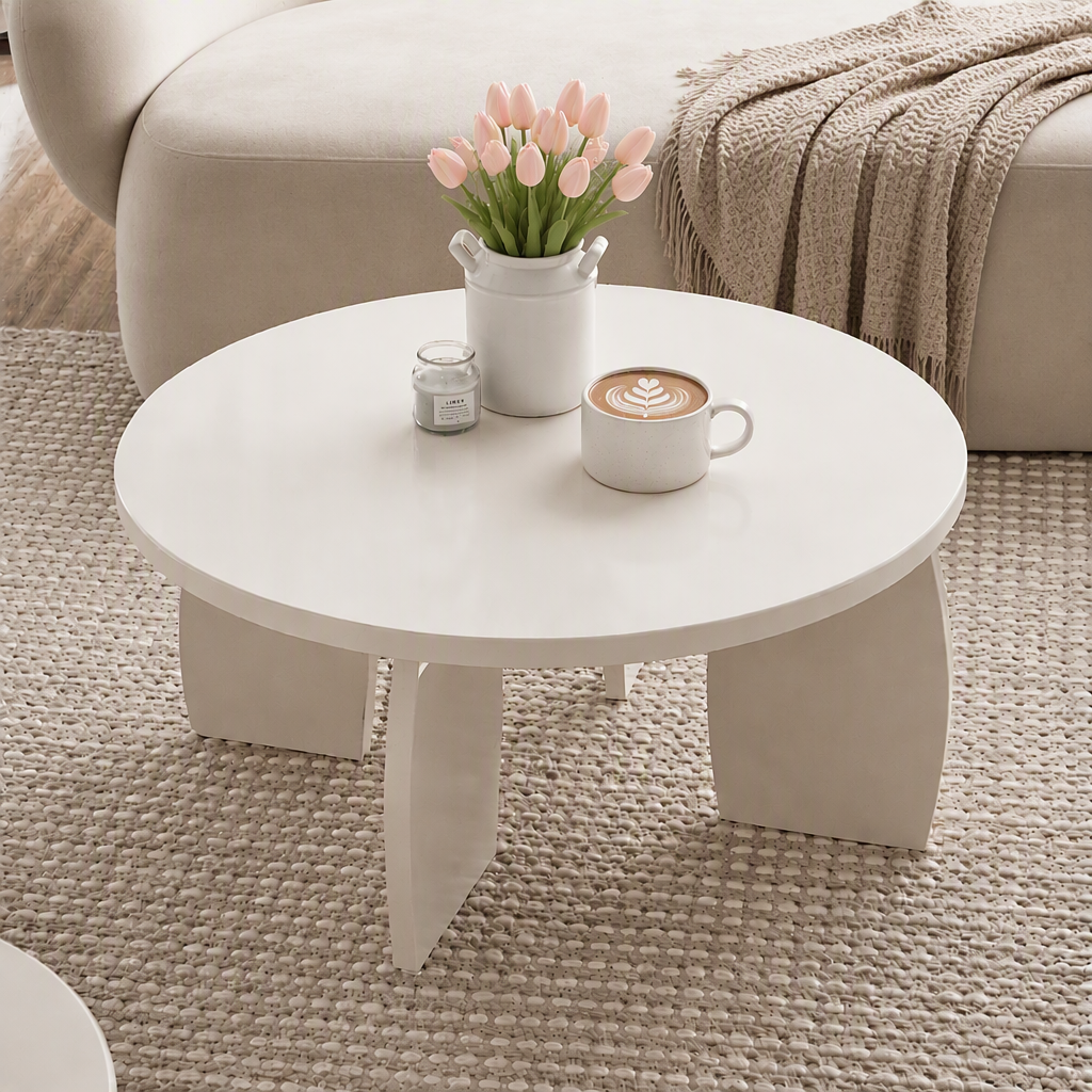 Artiss Cream White High Gloss Coffee Table, 78 cm