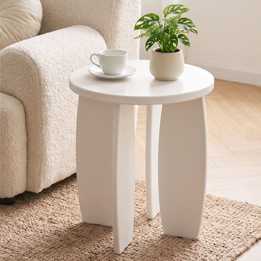 Artiss Cream White High Gloss Side Table, 40 cm