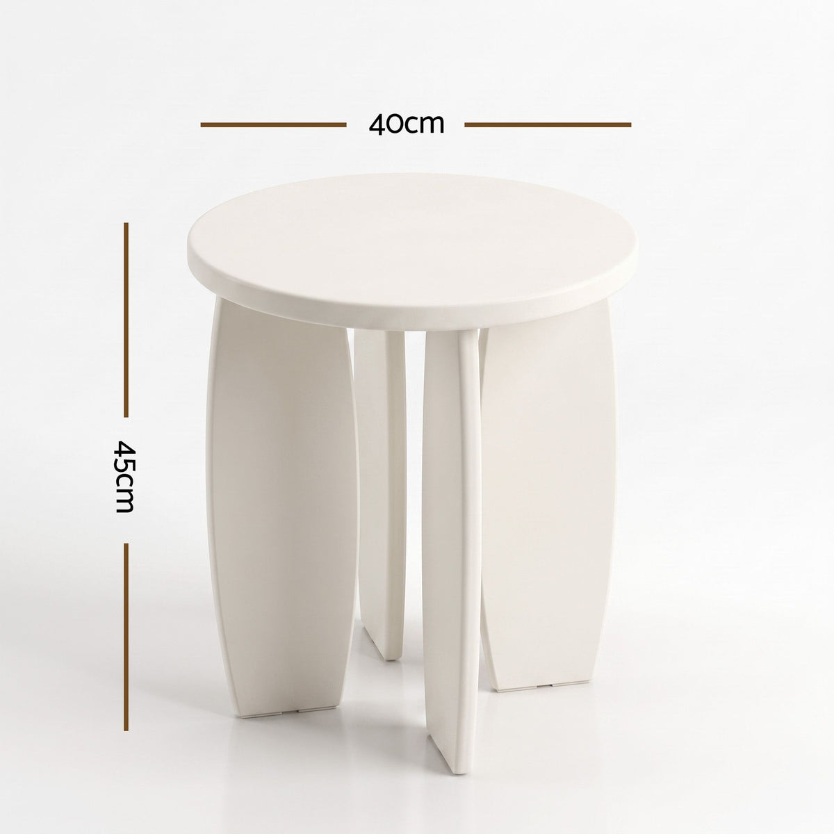 Artiss Cream White High Gloss Side Table, 40 cm