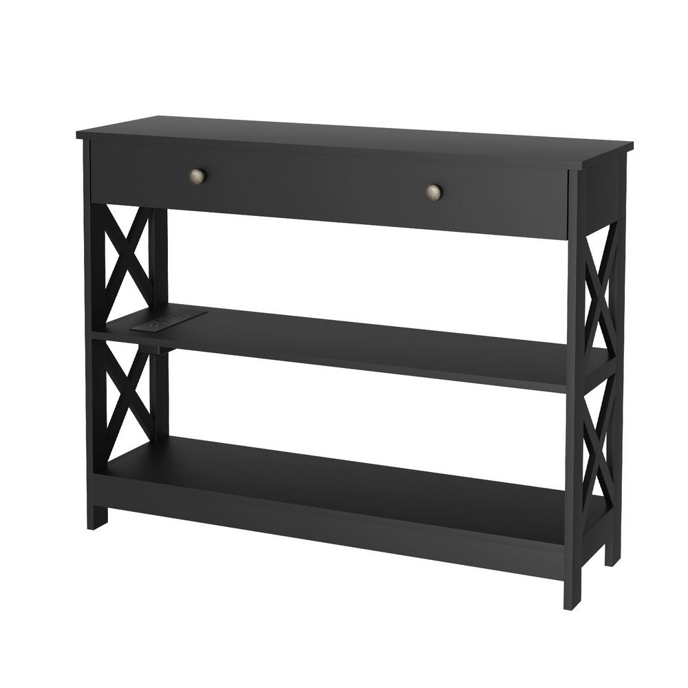 Artiss Black Console Table with USB Outlets