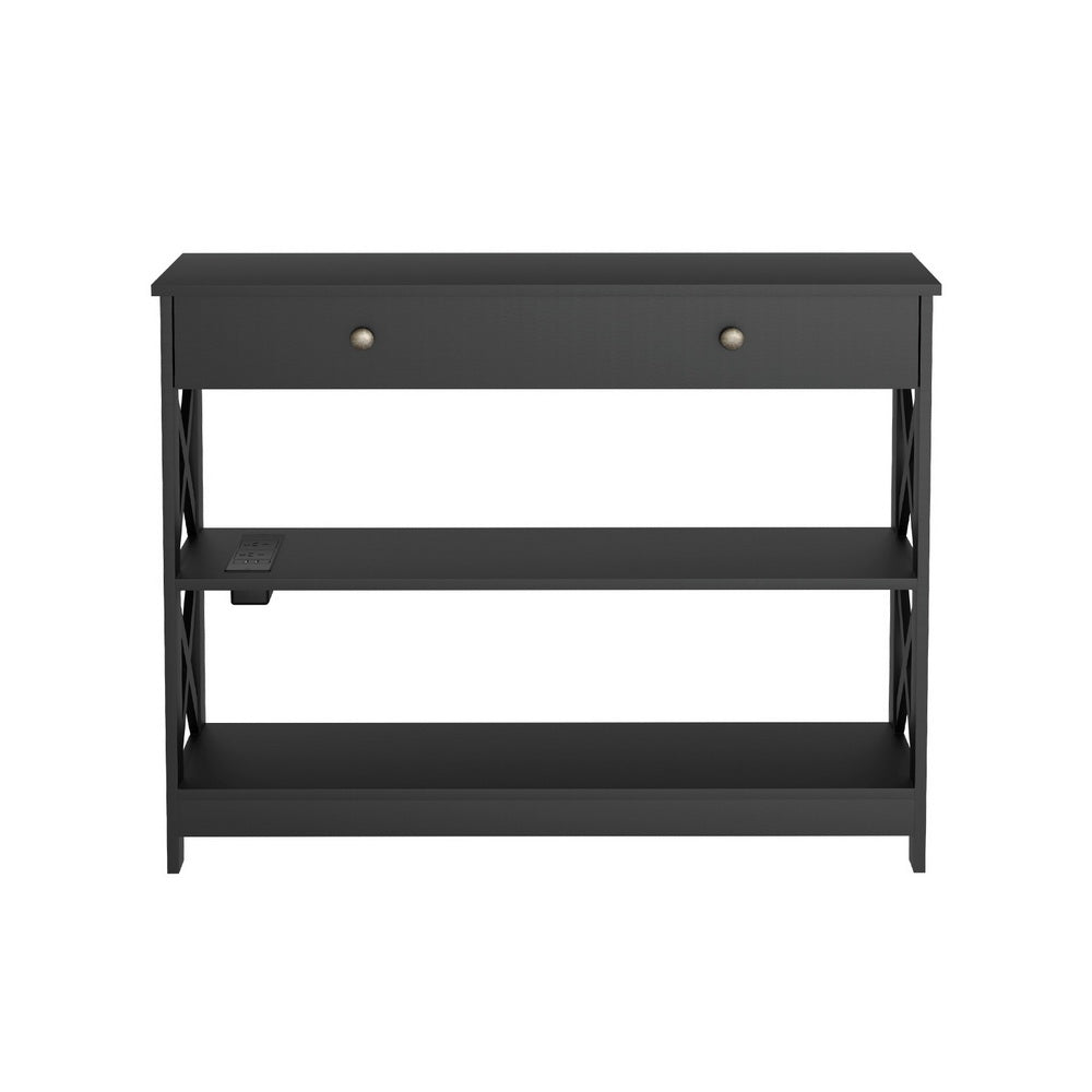 Artiss Black Console Table with USB Outlets