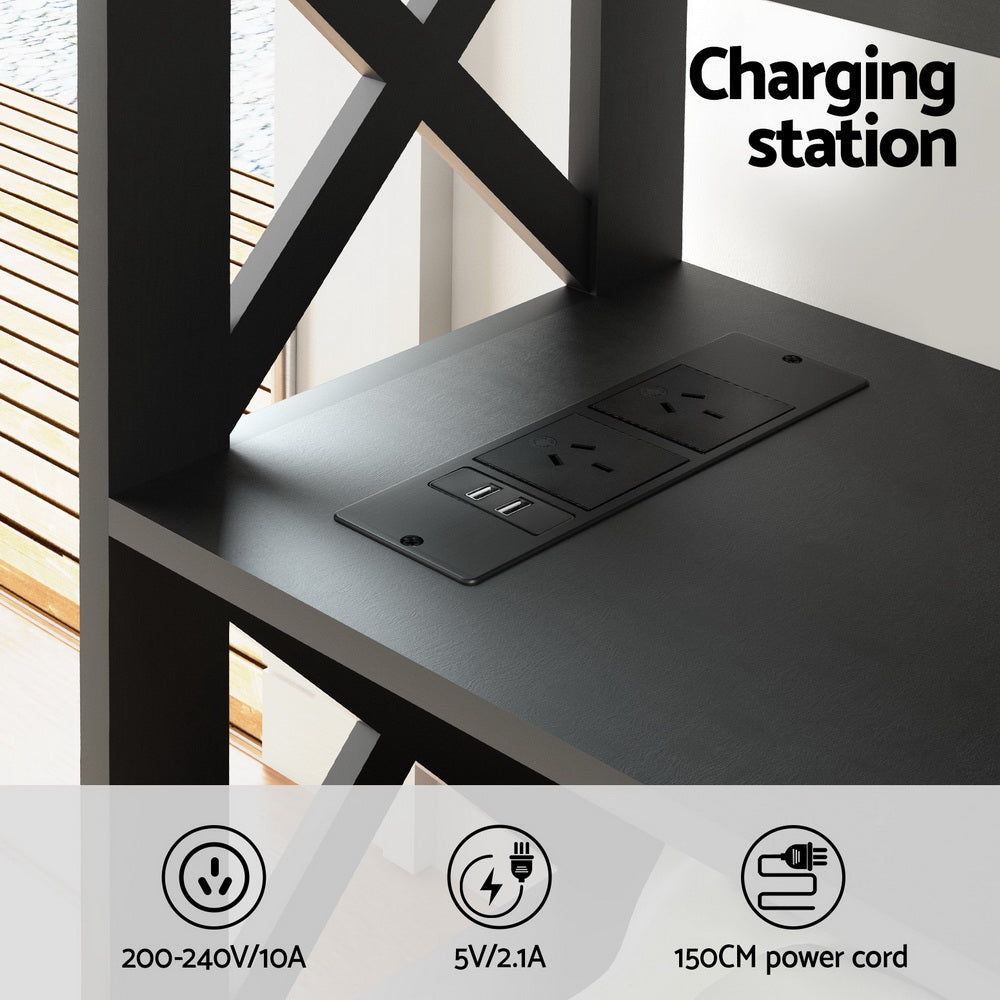 Artiss Black Console Table with USB Outlets