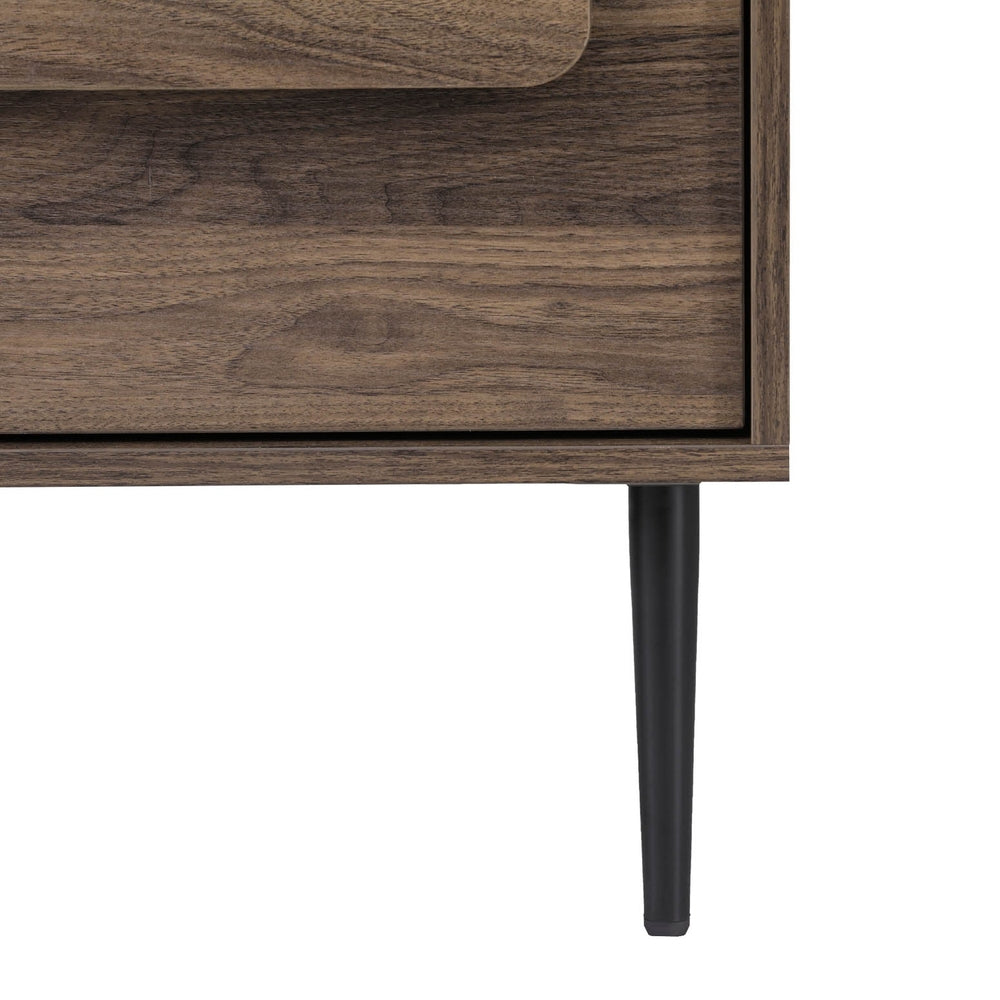Artiss Walnut Finish Bedside Table with Two Drawers