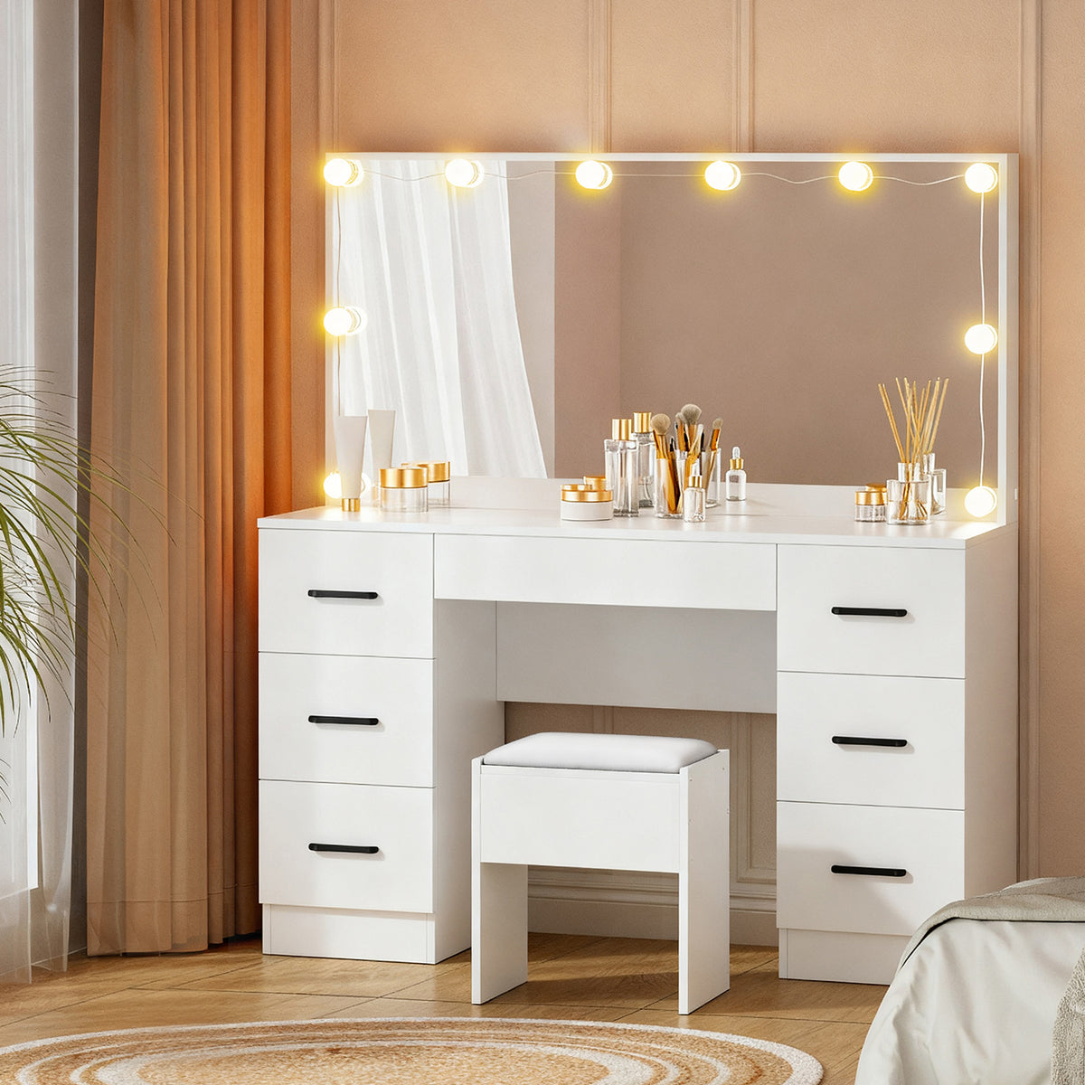 Artiss Debbie White Dressing Table and Stool Set