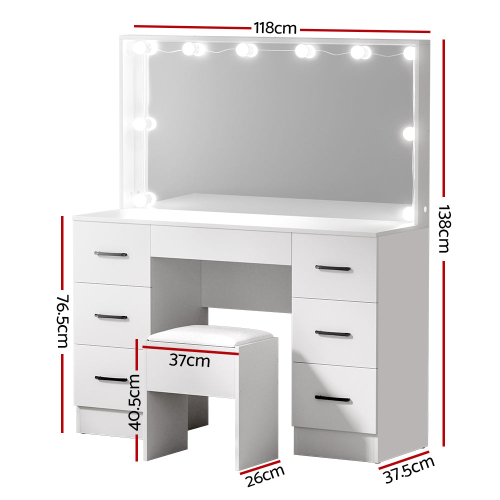 Artiss Debbie White Dressing Table and Stool Set