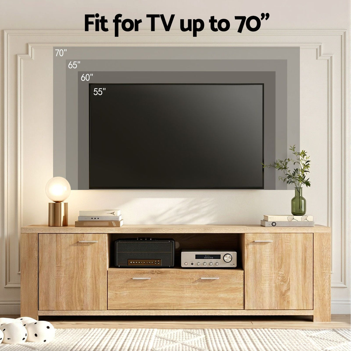 Artiss Pine Finish TV Unit and Coffee Table Set