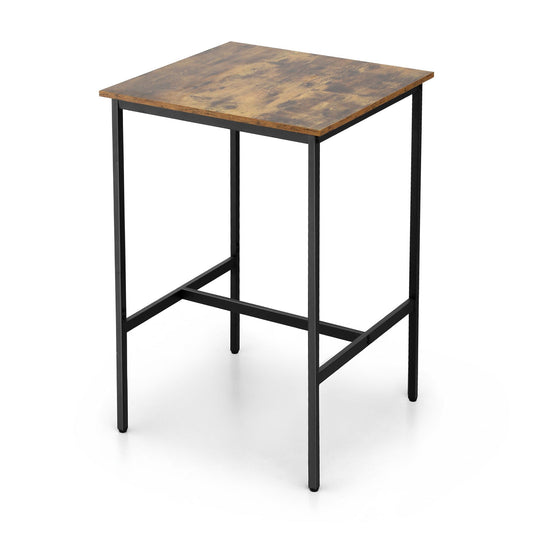 Artiss Walnut Finish Square Bar Table, 60 cm