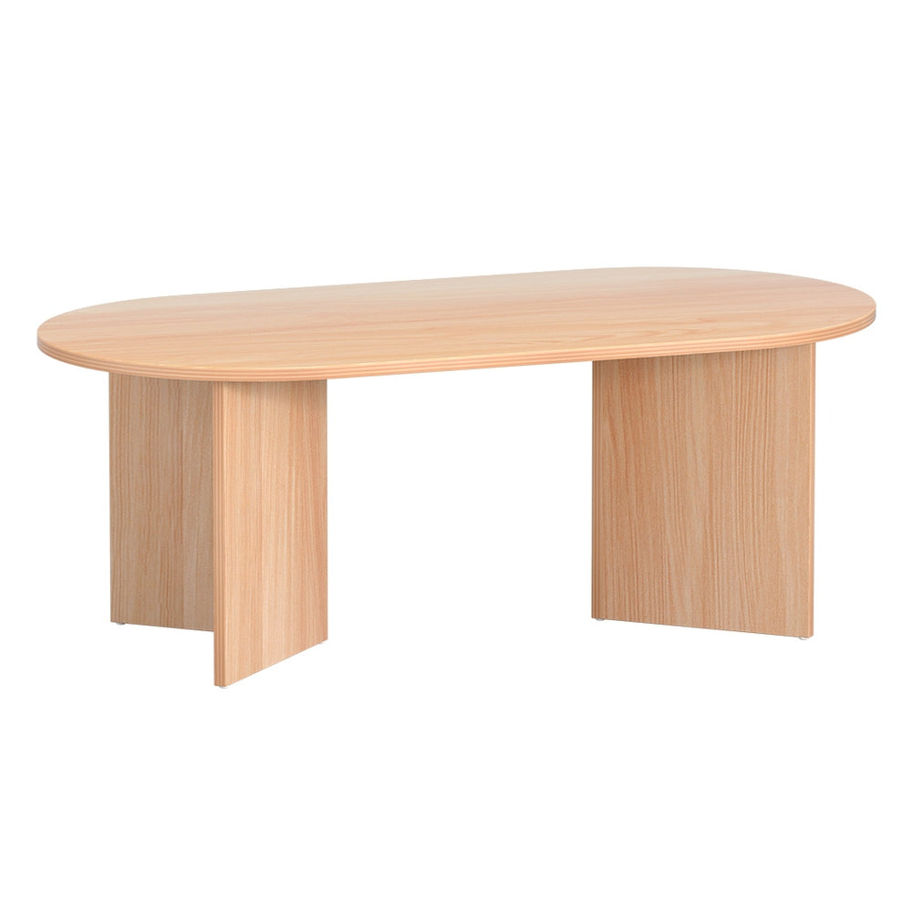 Artiss Alva Pine Finish Oval Coffee Table, 110 cm