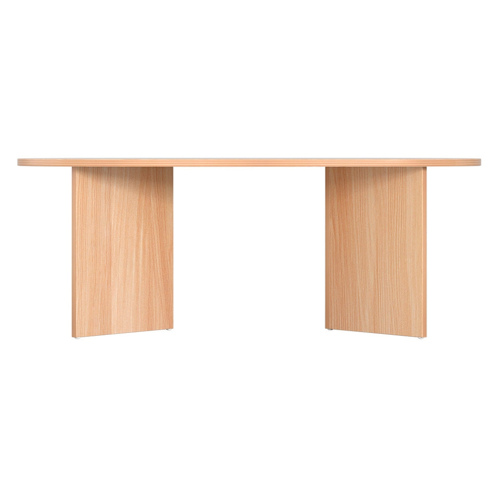 Artiss Alva Pine Finish Oval Coffee Table, 110 cm