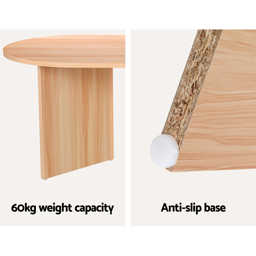 Artiss Alva Pine Finish Oval Coffee Table, 110 cm
