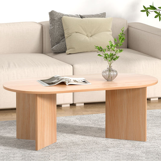 Artiss Alva Pine Finish Oval Coffee Table, 110 cm