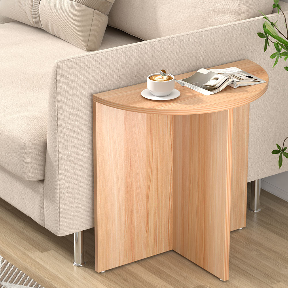 Artiss Elva Half Round Pine Finish Coffee Table, 48 cm