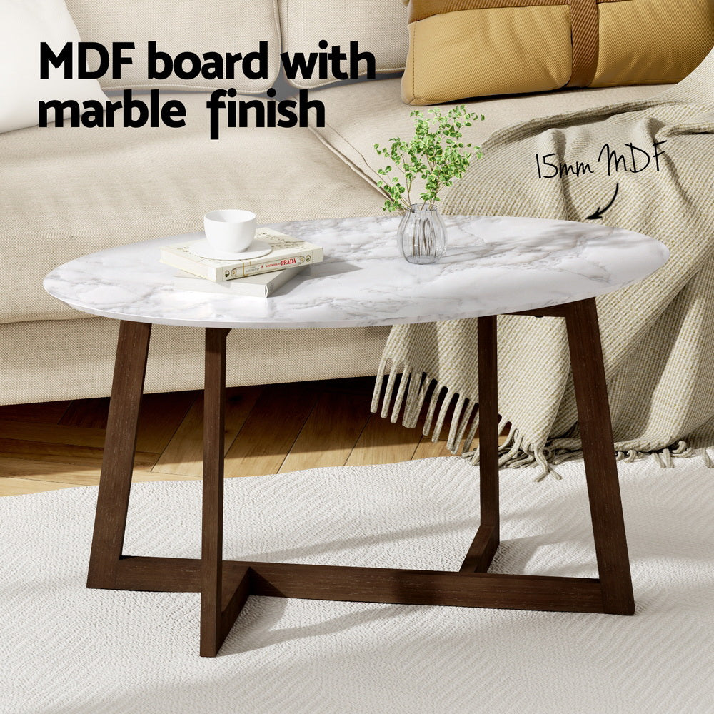 Artiss Oval Marble Effect Coffee Table