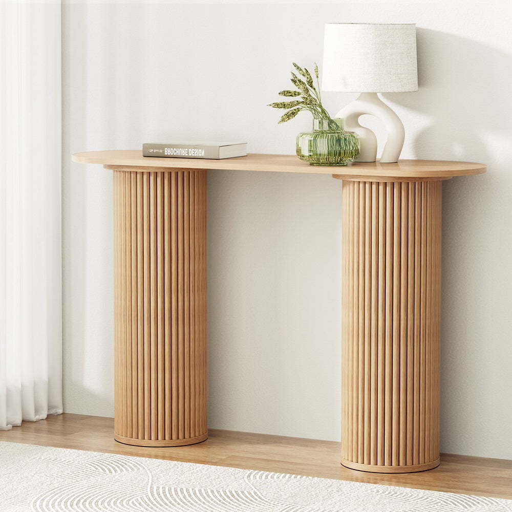 Artiss Blake Oval Pine Finish Console Table, 115 cm