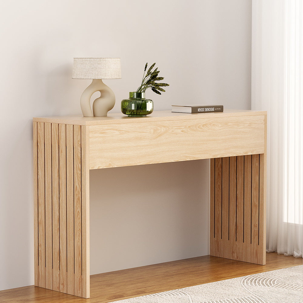 Artiss Pine Finish Fluted Console Table, 120 cm