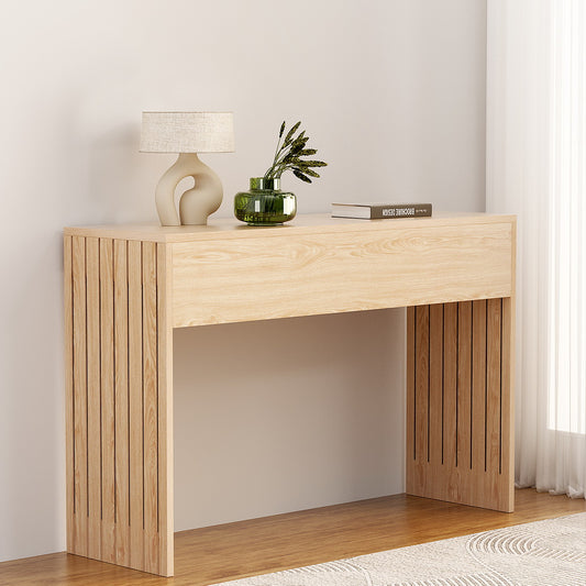 Artiss Pine Finish Fluted Console Table, 120 cm