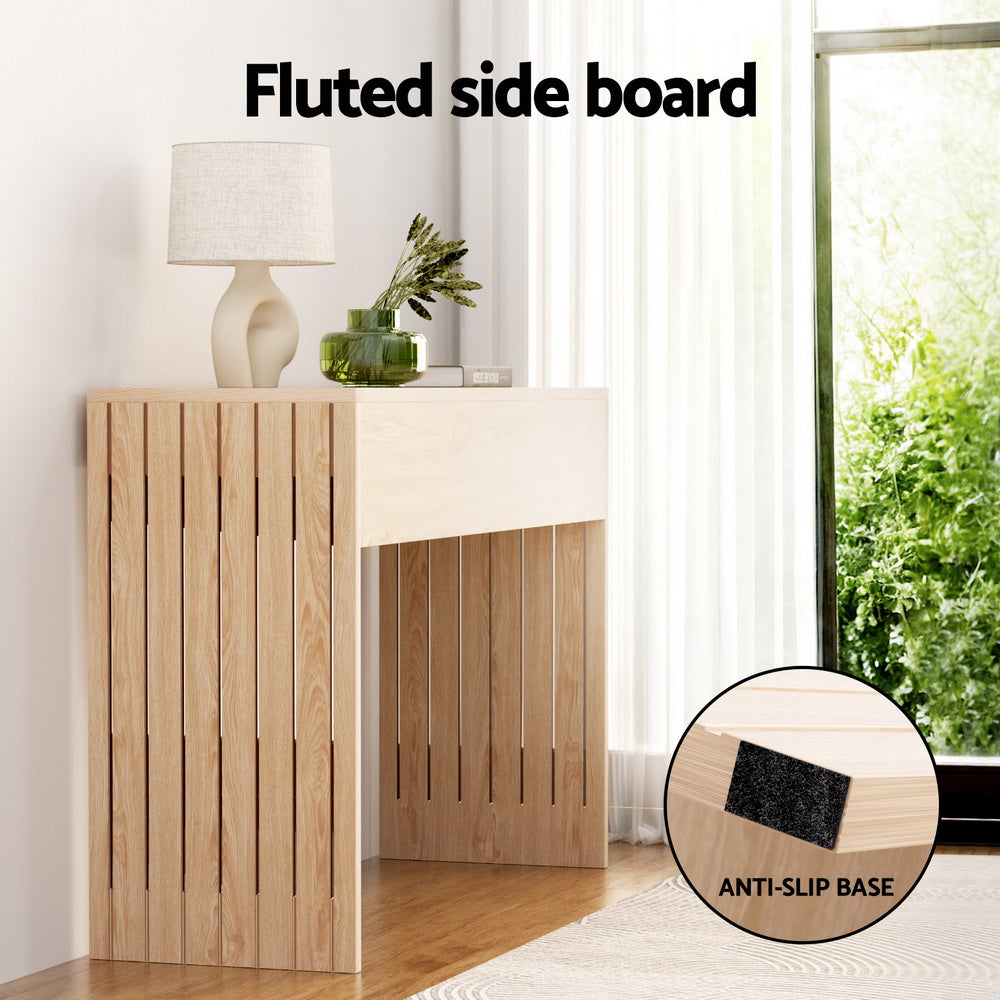 Artiss Pine Finish Fluted Console Table, 120 cm