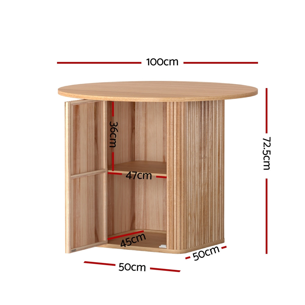 Artiss Dining Table with Storage Base, 100 cm