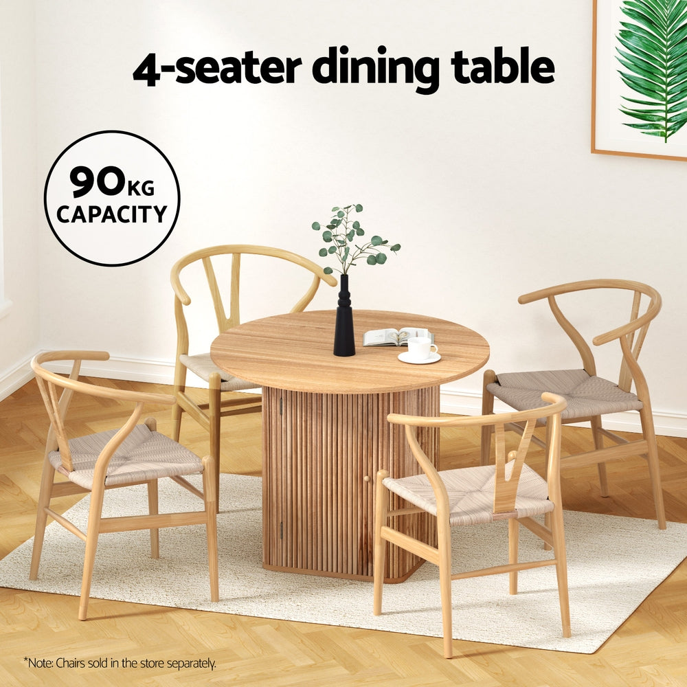Artiss Dining Table with Storage Base, 100 cm