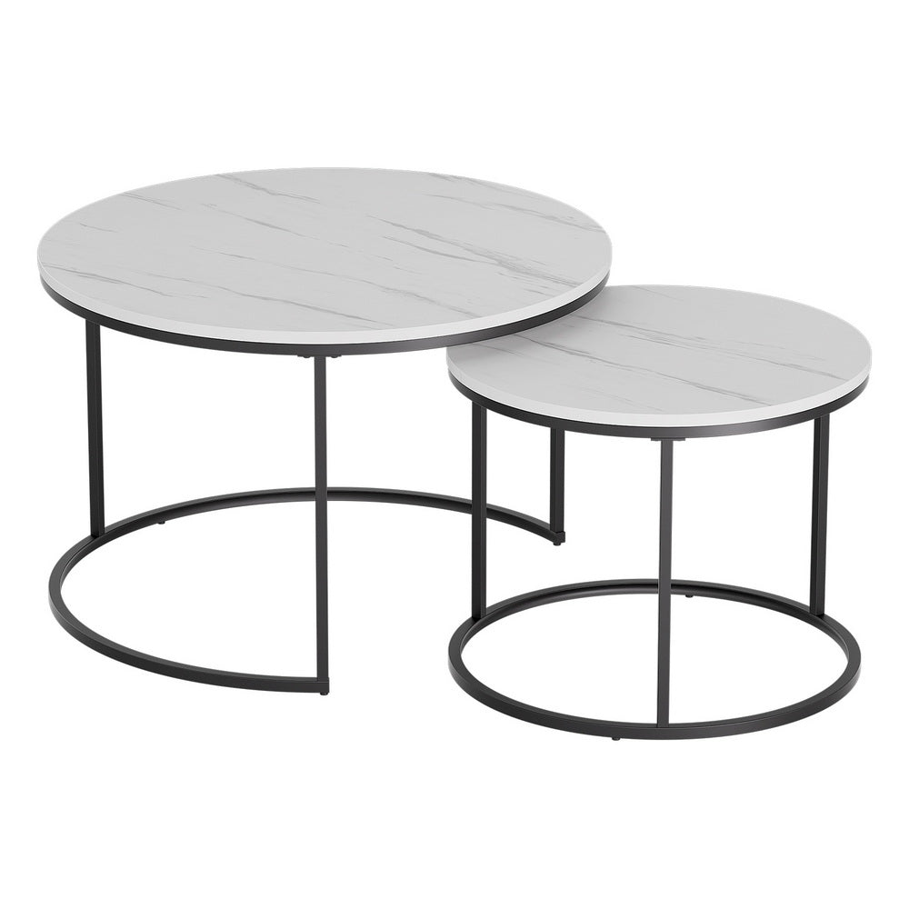 Artiss Marble Effect Nesting Coffee Tables, Set of 2