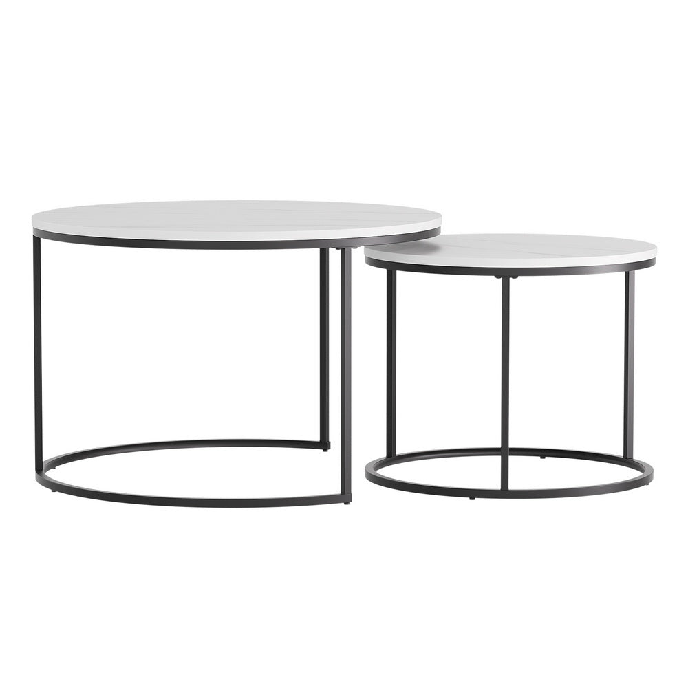 Artiss Marble Effect Nesting Coffee Tables, Set of 2