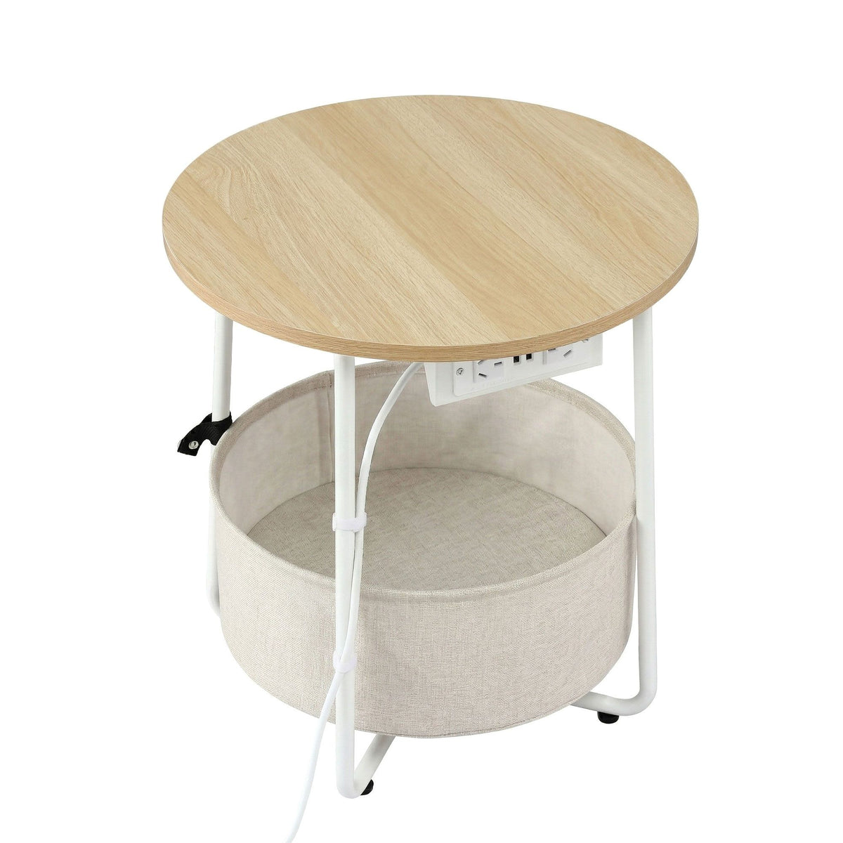 Artiss Round Side Tables with Charging Station, Set of 2