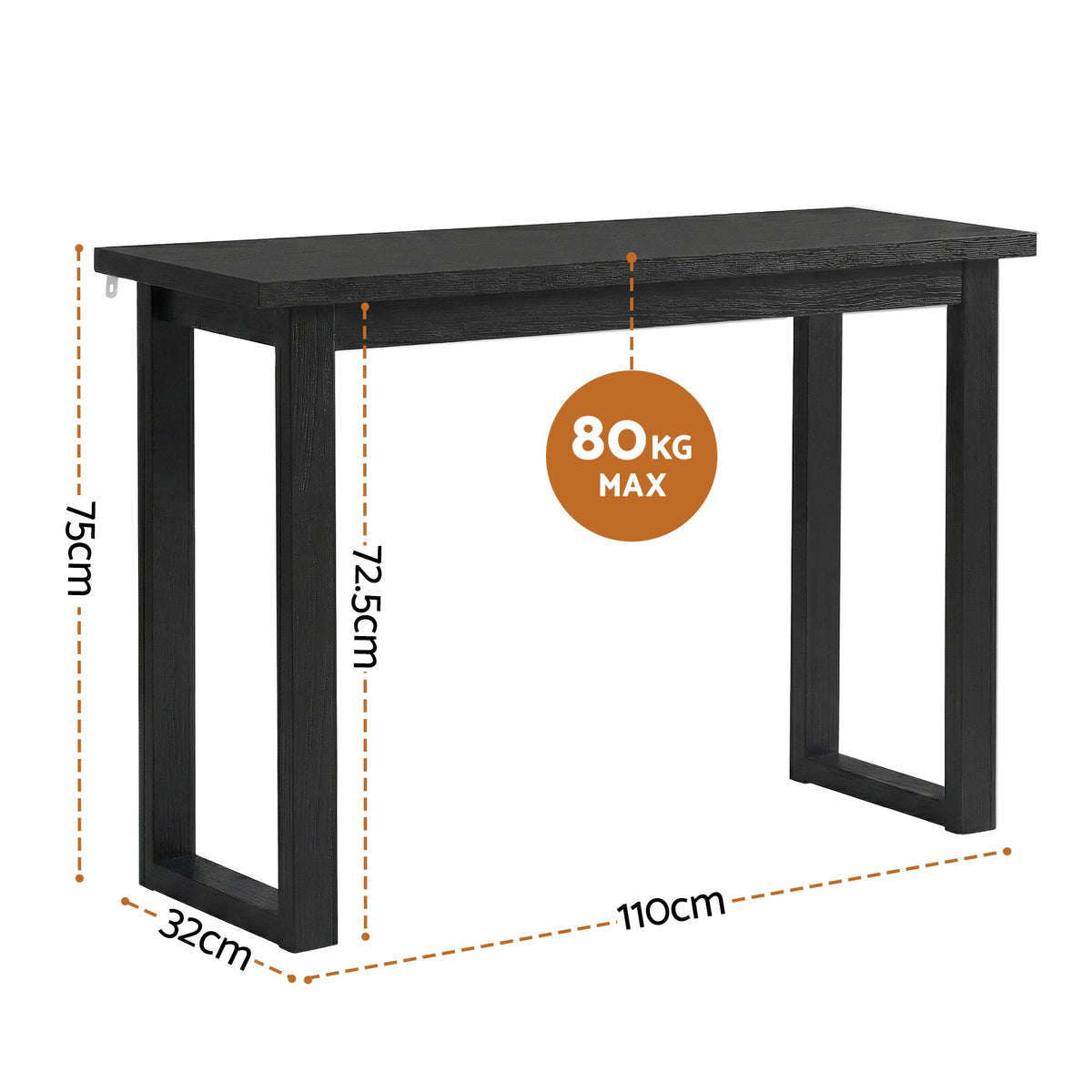 Artiss Black Console Table, 110 cm